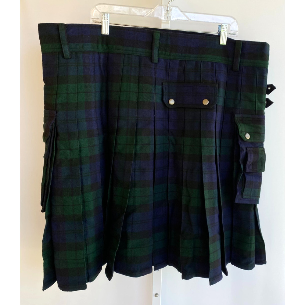 Vintage Wool Kilt Mens Blackwatch Plaid Scottish Tartan Layered Heavy sz 44